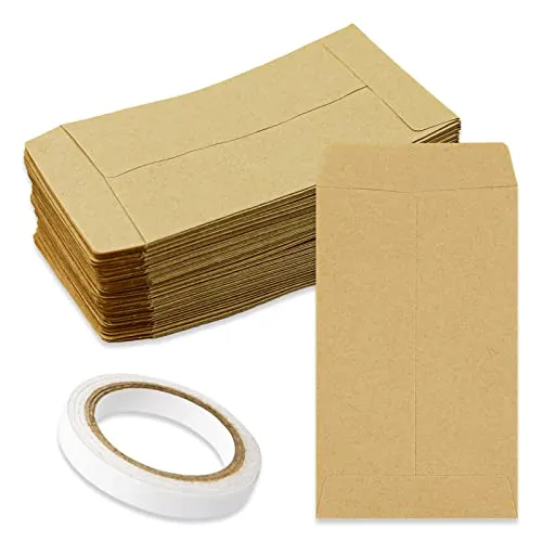 Papiertüten Klein Samentütchen 10 x 6 cm Braun Kraftpapier Tüten für Gastgeschenke Hochzeit, Süßigkeiten, Münzen 150