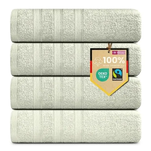 B!HOME 4er Set Premium Handtücher [100% Baumwolle] 50x100 cm, hellgrün/Handtücher Weich, Saugstark & Pflegeleicht/Handtuch Perfekt für Bad, Gym & Reisen