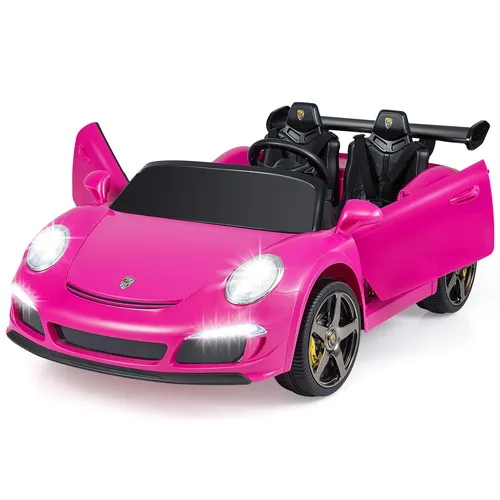 COSTWAY Lizenzierter RUF Kinder-Elektroauto 24V – 2-Sitzer mit Fernbedienung - Stylisches Elektrofahrzeug für Kinder 3-8 Jahre, ausgestattet mit LED-Beleuchtung, Hupe und Musik. Eltern-Fernbedienung sorgt für sicheres Fahrvergnügen auf verschiedenen Untergründen.
