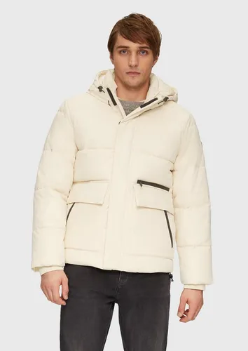 QS Herren Steppjacke mit Kapuze – Weiß 510, Large - Funktionsjacke mit Relaxed Fit, ideal für Outdoor-Aktivitäten, ausgestattet mit fixierter Kapuze und praktischen Eingrifftaschen.