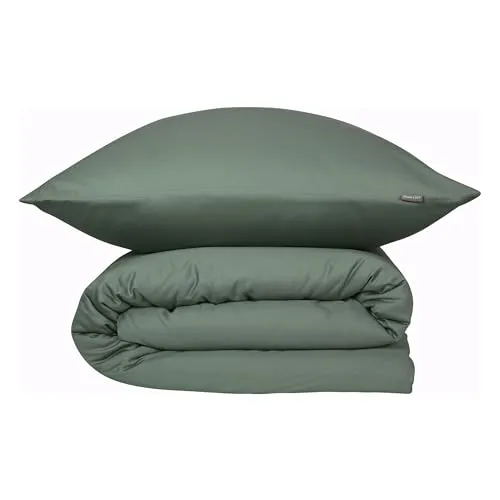 SCHIESSER Bettwäscheset Ella 2-teilig | Dunkelgrün | Satin aus 100% Baumwolle - Bettwäscheset in edlem Dunkelgrün, aus atmungsaktivem Satin mit Reißverschluss. Ideal für ein luxuriöses Schlafgefühl und höchste Qualität für Ihr Wohlfühlbett.