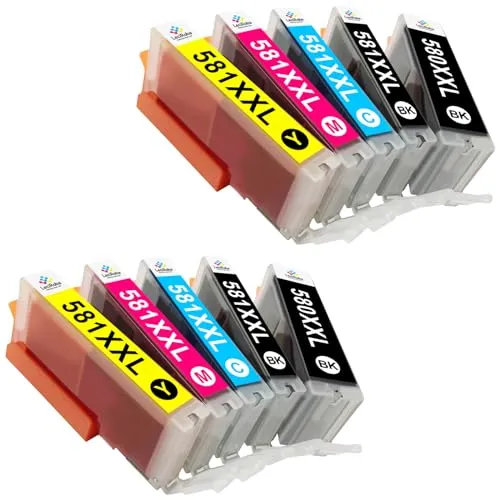 LeciRoba Druckerpatronen Canon PGI-580 CLI-581 für TR7500 TR8500 TS6100 TS6200 TS6300 TS700 TS8200 TS8350 TS9150 (10)