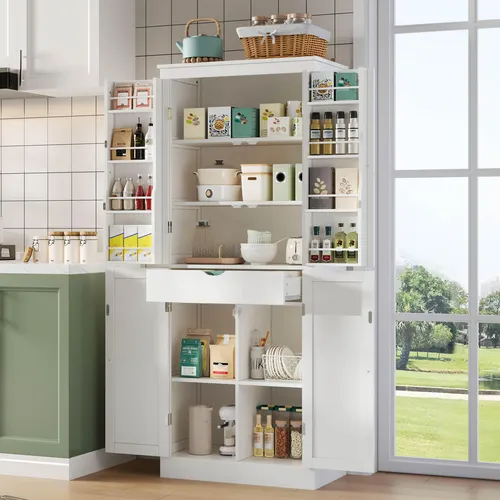 STILVORA Küchenschrank mit großem Stauraum und Innen-Schublade - Vielseitiger Hochschrank mit 182 cm Höhe, verstellbaren Regalböden und integrierter Kippsicherung. Ideal für Küche, Esszimmer oder Wohnzimmer und bietet optimale Aufbewahrungslösungen.