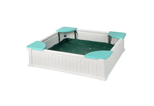 COSTWAY Kinder Sandkasten 123,5x123,5x31,5cm mit 4 Sitzen - Weiß - Großer Sandkasten aus sicherem HDPE-Material, ideal für kreative Spielstunden im Freien. Mit wasserdichter Abdeckung und einfacher Montage, perfekt für Kinder ab 3 Jahren.