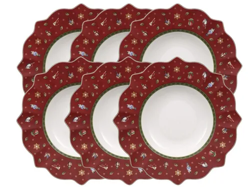 Villeroy & Boch Teller-Set Toy's Delight Suppenteller rot 26 cm Set6, Premium Porcelain