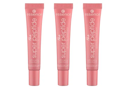 Essence Lipgloss THE SUPER PEPTIDE GLOSSY LIP TREATMENT, 3-tlg., mit milchig glänzender Textur