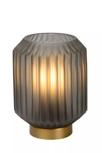 Licht-Erlebnisse Tischleuchte VOMAR, ohne Leuchtmittel, Glas Metall D: 13 cm 17 cm in Gold Grau E14 rund Modern