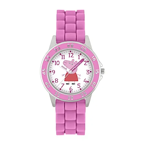 Hasbro Peppa Pig Pink Printed Time Teacher Strap Watch - Armbanduhr für Mädchen mit einem bezaubernden Peppa Pig Design, ideal für den Einstieg in das Zeitlernen und mit einem robusten Silikonarmband.