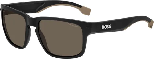 Hugo Boss BOSS 1497/S 087 Matte Black Beige Herren Sonnenbrillen - Sportbrillen mit polarisierten Gläsern, ideal zum Autofahren und für helle Lichtverhältnisse. Leichter und widerstandsfähiger Rahmen in elegantem mattem Finish.