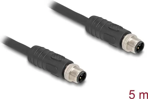 Delock Sensorkabel M12 4-polig 5m - Stecker, L-codiert und silikonfrei, ideal für zuverlässige Verbindungen in industriellen Anwendungen.