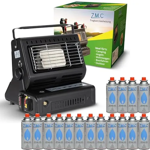 ZMC 2-in-1 Gasheizung und Gaskocher - Heizstrahler für Camping und Outdoor, 1,3 KW Leistung, tragbar und mit Piezozündung für schnelles Kochen und Heizen, ideal für unterwegs.