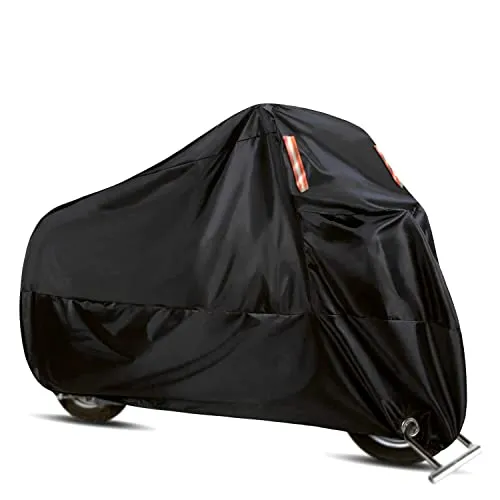 WinPower Motorradabdeckung Motorrad Abdeckplane Abdeckung Schutzhülle Windfest Wasserdicht 210D Outdoor Motorradgarage 265 x 105 x 125 cm