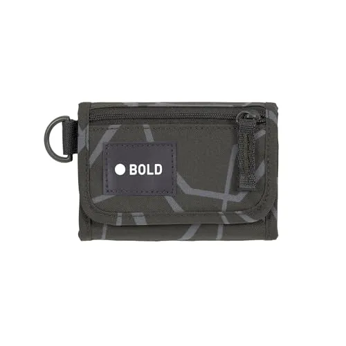 BOLD Lässig Kinder Geldbeutel mit Klettverschluss und transparenten Sichtfenster/School Wallet Bold Edges grey