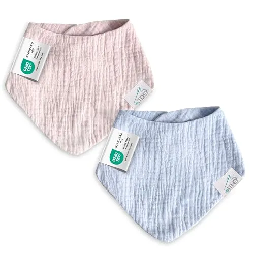 Baby Lätzchen, Oeko-TEX® Standard 100 - Sabberlätzchen aus weichem Musselin (Hellblau)