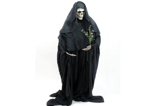 SATISFIRE Dekofigur Halloween Figur Skelett DER TOD formbar H: 160cm Gruseldekoration