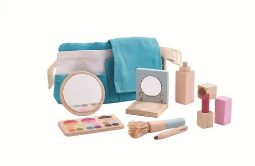 PlanToys 3487 Makeup Set - Schminke für Kinder: Kreatives Rollenspiel-Set mit Spiegel, Pinsel und 5 Make-up-Stücken, fördert Fantasie und soziale Interaktionen.