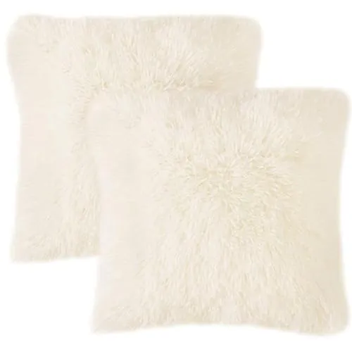 2er Set Kissen-Bezug mit Füllung, Modell Kurt, Flauschig Sofakissen Couchkissen Dekokissen Zierkissen Kopfkissen Kuschelkissen, mit verstecktem Reisverschluss, weich & angenehm, Doppelpack