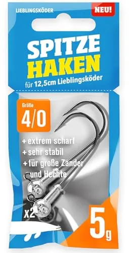 Lieblingsköder Spitze Haken Gr. 4/0 Jigköpfe - 2 Jighaken, Gewicht:5g