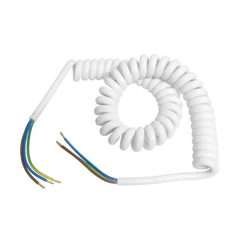 Spiralkabel, 3G1,5mm², 50cm, max. 2m, weiß, Leuchten-Wendelleitung