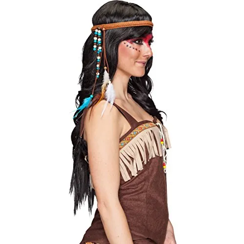 Amakando Indianer Kopfschmuck Western Kopfband Indianerin Haarband Feder Stirnband Karnevalskostüme Zubehör Indianerkostüm Accessoire Pocahontas Haarschmuck