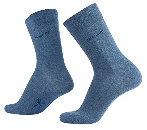 bugatti Basic Mens Socks 3er Pack 6703 434 lt. denim melange blau Strumpf Socken, Größe:43-46