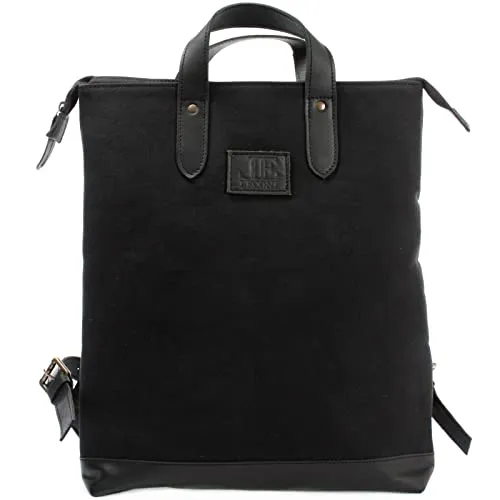 LECONI Retro Lederrucksack für Damen & Herren – Vintage-Look Freizeitrucksack - Langlebiger Rucksack aus gewachstem Canvas und Rindsleder, ideal für Alltag und Ausflüge. Mit gepolstertem Fach für Notebooks bis 13,5 Zoll und verstellbaren Trageriemen. Maße: 39x45x10cm, 900g.
