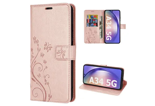 betterfon Handyhülle Handytasche für Samsung Galaxy A34 5G Klapphülle, Bookstyle-Hülle: Magnetverschluss 3 Kartenfächer & Standfunktion