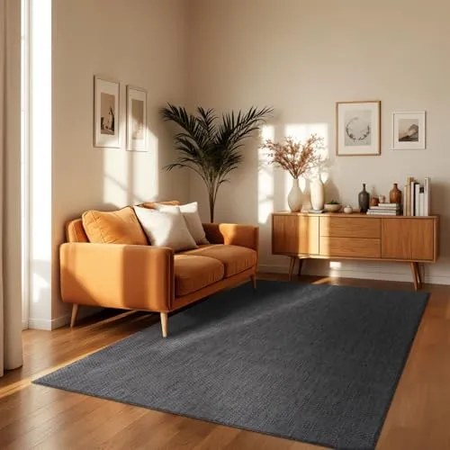 TT Home Teppich Für Outdoor Küchenteppich Balkon Terrasse Unifarbenes Design Modern, Farbe:Anthrazit, Größe:200x280 cm