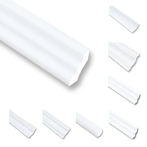 Meter Deckenleisten Styropor XPS - 100m Zierprofile in Weiß - 100 Meter hochwertige Styropor-Deckenleisten NS25, ideal für einen eleganten Wand-Decken-Übergang. Einfach zu verarbeiten und überstreichbar für individuelle Gestaltung.