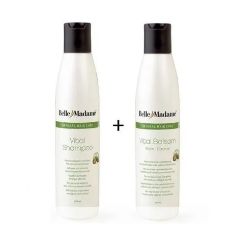 Echthaar Perücken Pflegeset Shampoo 200ml + Balsam 200ml Dening Hair Belle Madame für Echthaarperücken, Haarverängerungen, Extensions, Bondings, Toupets