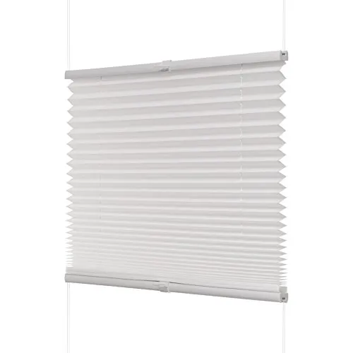 Ventanara® Fenster Plissee ohne Bohren zum Kleben Plisseerollo Wabenplissee Faltrollo verspannt inklusive Premium Klebeträgern (40 x 130 cm, weiß Plissee)