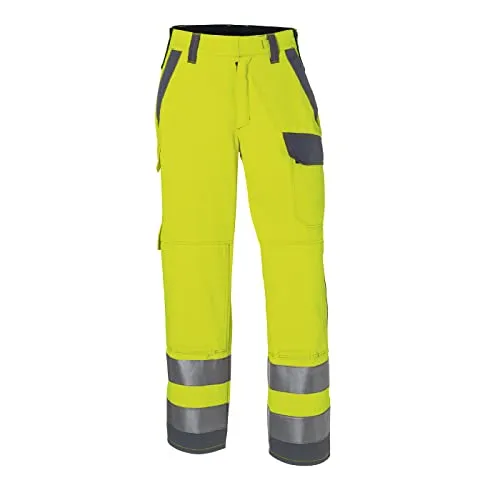 Kübler PROTECTIQ HIGH VIS ARC1 Warnschutzhose - Hochsichtbare Warnschutzhose in warngelb/anthrazit, ergonomische Passform mit elastischem Bundeinsatz für optimale Bewegungsfreiheit und zertifizierten Knieschutztaschen.