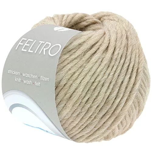 LANA GROSSA Feltro | Filzgarn für Kreativhandwerk, vielseitig, hochwertige Wolle zum Nass- und Trockenfilzen | Handstrickgarn aus 100% Schurwolle | 50g Wolle zum Stricken & Häkeln | 50m FB 24