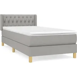 vidaXL Boxspringbett mit Matratze 90x190 cm - Hellgrau Stoff - Bequeme Boxspringbett-Lösung für erholsamen Schlaf! Mit höhenverstellbarem Kopfteil und mittelharte Matratze für optimalen Komfort ideal für Rücken- und Bauchschläfer.