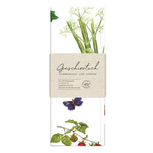 Grätz Verlag GmbH Geschirrtuch 100% Baumwolle, Geschenkidee, Küchen Accessoire, Motiv, Geschenk, Küche, Kochen, Grillen (Sommergemüse)