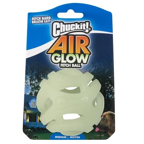 Chuckit! – Air Glow Ball – Phosphoreszierender Spielzeugl für Hunde – Erholungsball für – Der die Luftzirkulation für Hunde erleichtert – Mittlere Größe – Durchmesser von 6,5 cm