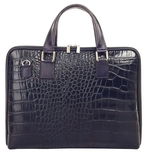 Samantha Look Aktentasche aus echtem Leder, Made in Italy in blau von Samantha Look