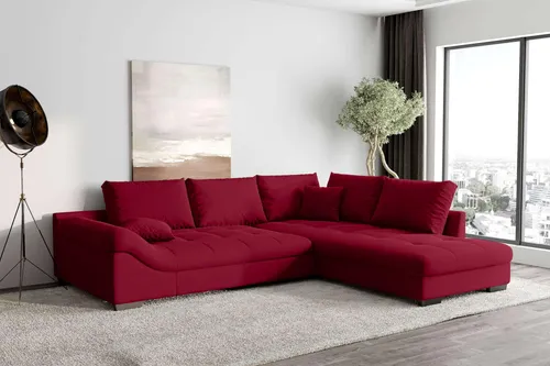 99rooms Terra Ecksofa Velours KRONOS Rot Rechts in rot von 99rooms