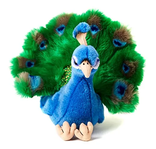 Uni-Toys Kuscheltier Pfau - verschiedene Größen - Kuscheltiere aus 100 % recyceltem Füllmaterial, lebensecht und ideal zum Spielen, Sammeln oder Verschenken.