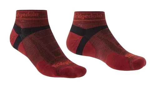 Bridgedale Herren Trail Run Ultralight T2 Merino Sport Low Socken, Rot, L