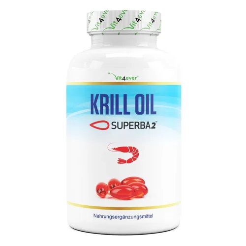 Vit4ever Krill Öl - 120 Softgels - Nahrungsergänzungsmittel mit 1000 mg Krillöl pro Tagesportion, reich an Omega-3 Fettsäuren und Antioxidantien für Herz, Gehirn und Sehkraft, ohne fischigen Nachgeschmack.