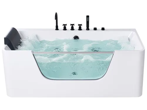 Luxus Whirlwanne Badewanne Spa Acryl weiß Wanne mit Massage Sichtfenster 160 cm