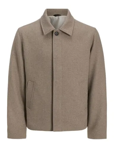 JACK & JONES Herren Jjeharrison Short Coat Sn in Greige, Größe XL - Stylische Jacke von Jack&Jones für Herren, ideal für den Alltag. Mit praktischem Fly-Away Kragen und langen Ärmeln, bietet sie Komfort und modischen Look.