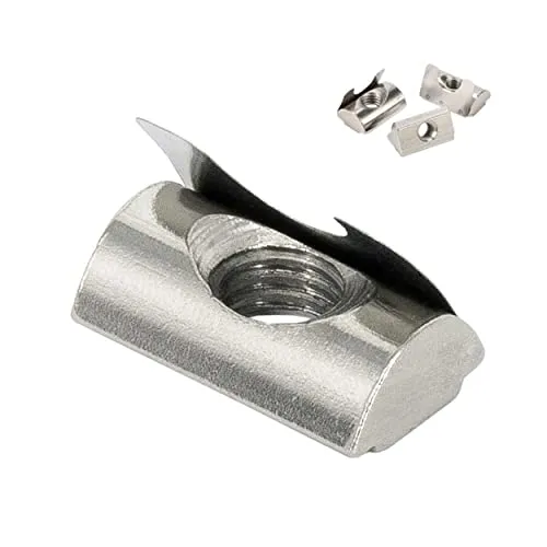 SCHMIDT Nutenstein M8 für Nut 8 - 100 Stück - Nutensteine mit Steg und Feder, ideal für sicheren Halt beim Einbau. Nachträglich in die Nut einschwenkbar, perfekt für Aluprofil-Zubehör.