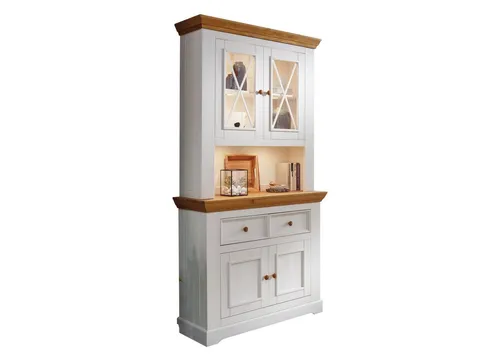 möbelando Buffet WZ-0133 aus weißer Kiefer mit Schubladen und Türen