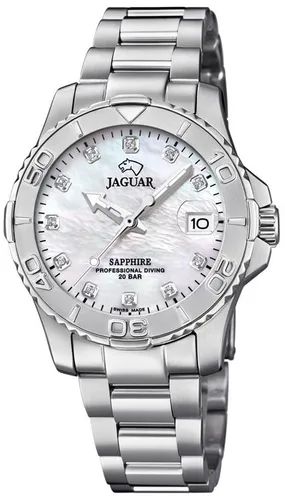 Jaguar Quarzuhr Executive Diver J870/1 - Elegante Damenuhr mit Saphirglas - Damenuhren mit Swiss Made Qualität, Wasserdicht bis 20 bar und edlem Edelstahlarmband. Perfekt für stilbewusste Frauen!