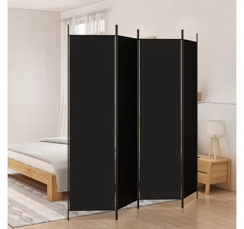 4-tlg. Paravent Schwarz 200x200 cm in schwarz von furnicato
