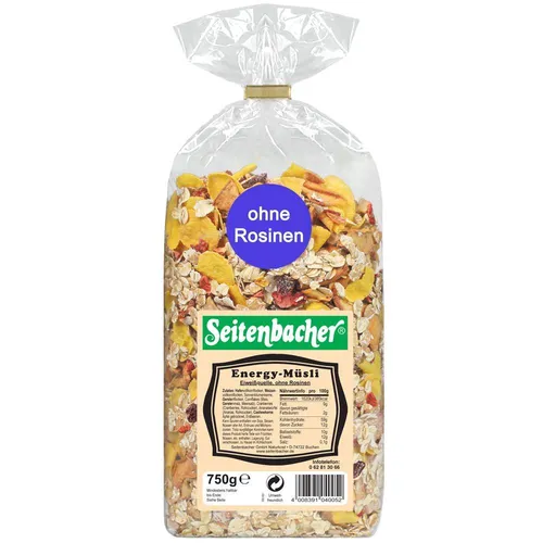 Seitenbacher Energy-Müsli 750g - Müsli, reich an Energie und ideal für einen gesunden Start in den Tag, perfekt für Sportler und aktive Menschen.