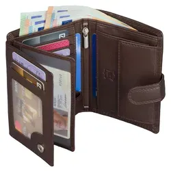 Leder Geldbörse Herren Portemonnaie RFID Hochformat Geldbeutel Echtleder (9902) Braun
