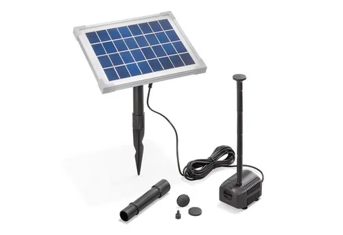 esotec Solar Teichpumpe mit Filter für außen | SET Sprinklerpumpe 250l/h - Wasserpumpen: Ideal für flache Gewässer, erzeugt mit Sonnenenergie einen faszinierenden Wasserspiel-Effekt und benötigt keinen Stromanschluss.